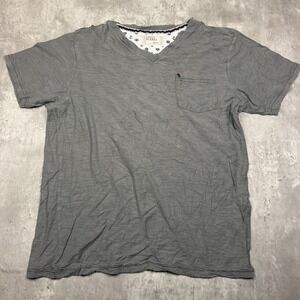 Free Planet Organic Cotton V Neck Pocket Tee T Shirt Men's Medium Gray